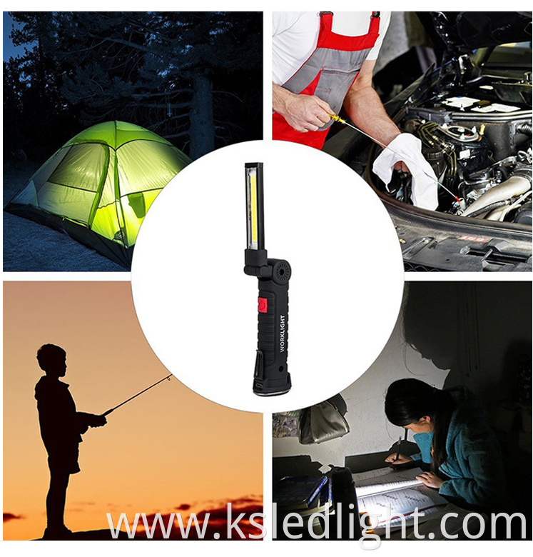 HOT LED COB Work Light 360 Degree Rotate USB Rechargeable Rubber Covered Car Inspection Working Lamp with Magnet and Hook